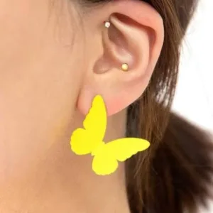 Butterfly Dangle Earrings for Women, Butterfly Drop Earrings Stainless Enamel Hoop Earring